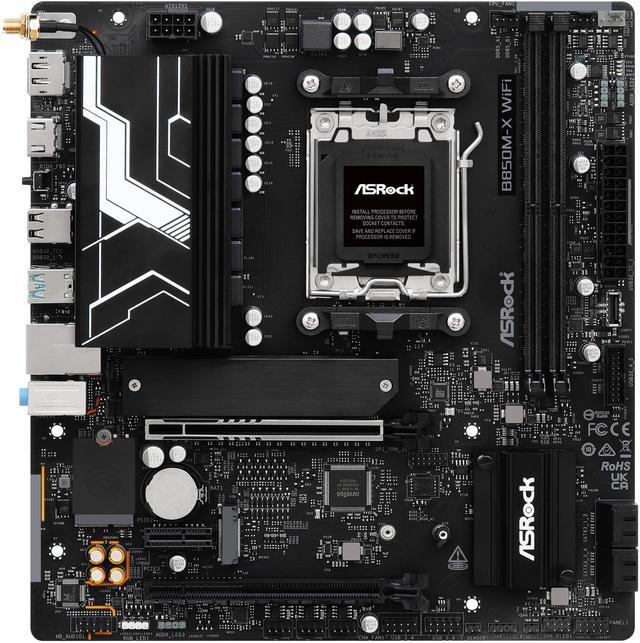 Alt view image 4 of 8 - ASRock B850M-X WiFi R2.0 AM5 AMD B850 SATA 6Gb/s USB 3.2 Dual Graphics Outputs RGB Micro ATX Motherboards-AMD