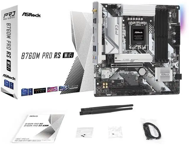 Alt view image 8 of 8 - ASRock B760M PRO RS WiFi LGA 1700 Intel B760 Micro ATX Motherboard