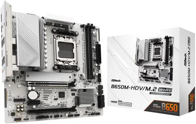 Main image of ASRock B650M-HDV/M.2 White AM5 AMD B650 Micro ATX Motherboard