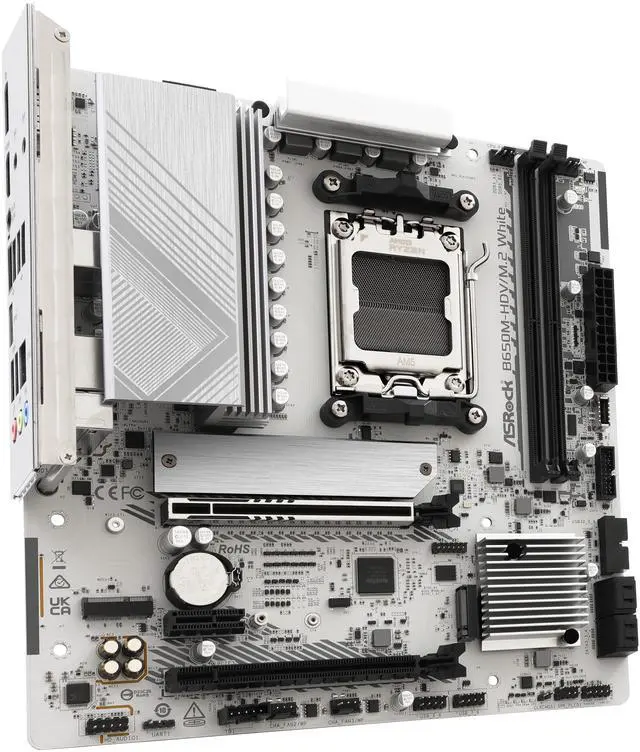 Alt view image 2 of 8 - ASRock B650M-HDV/M.2 White AM5 AMD B650 Micro ATX Motherboard