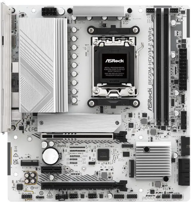 Alt view image 5 of 8 - ASRock B650M-HDV/M.2 White AM5 AMD B650 Micro ATX Motherboard