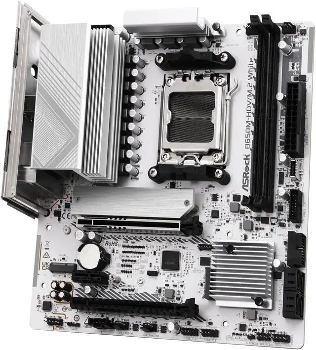 Alt view image 3 of 8 - ASRock B650M-HDV/M.2 White AM5 AMD B650 Micro ATX Motherboard