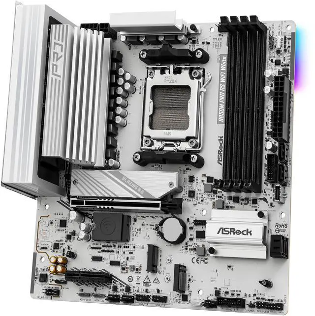 Alt view image 2 of 8 - ASRock B850M Pro RS WiFi White Micro ATX Motherboard