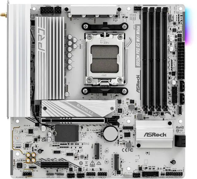 Alt view image 4 of 8 - ASRock B850M Pro RS WiFi White Micro ATX Motherboard