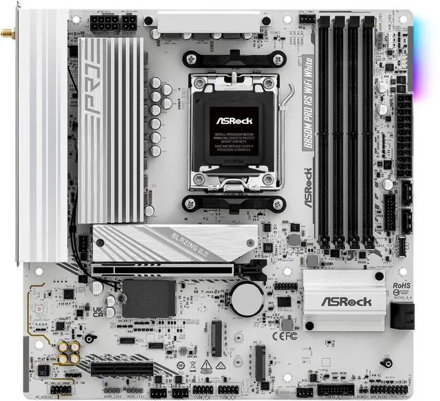 Alt view image 5 of 8 - ASRock B850M Pro RS WiFi White Micro ATX Motherboard