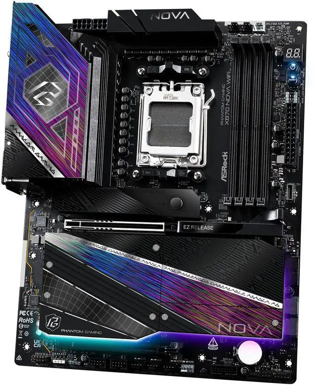 Alt view image 6 of 10 - ASRock Phantom Gaming X870 Nova WiFi AM5 AMD X870 ATX Motherboard