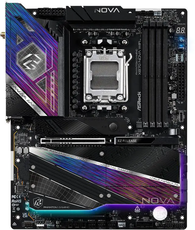 Alt view image 9 of 10 - ASRock Phantom Gaming X870 Nova WiFi AM5 AMD X870 ATX Motherboard