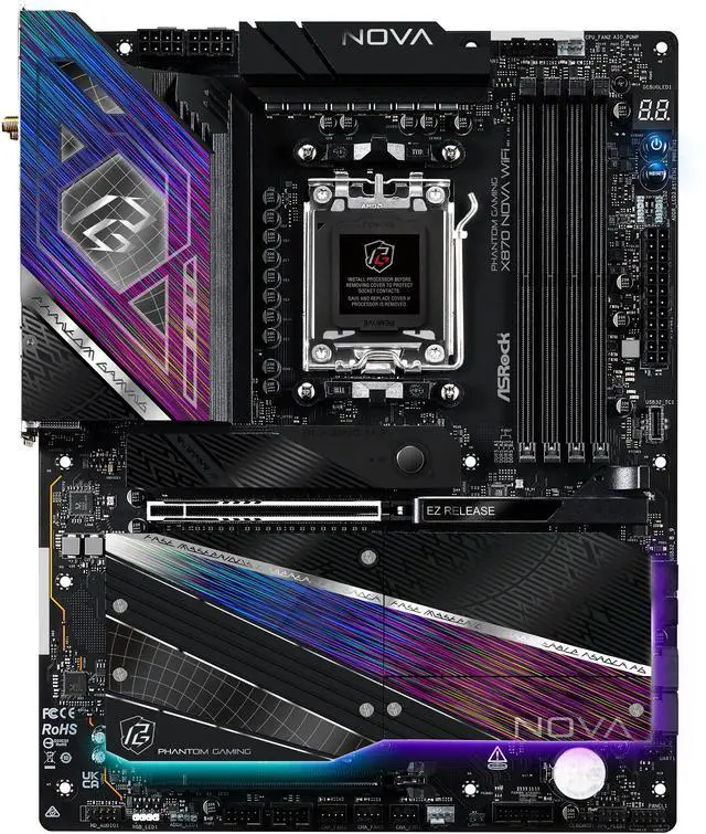 Alt view image 2 of 10 - ASRock Phantom Gaming X870 Nova WiFi AM5 AMD X870 ATX Motherboard