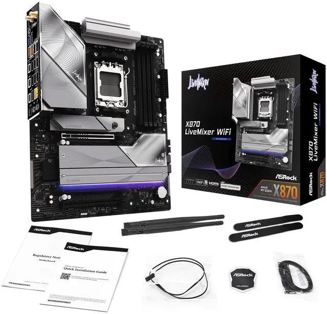 Alt view image 8 of 8 - ASRock X870 LiveMixer WiFi AM5 AMD X870 ATX Motherboard