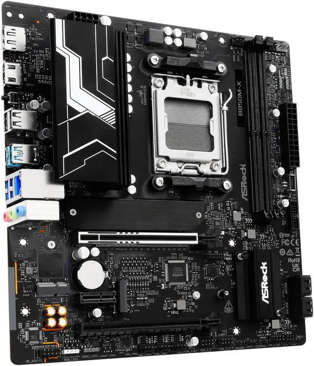 Alt view image 4 of 8 - ASRock B850M-X R2.0 AM5 Micro-ATX Motherboard: AMD Ryzen 9000/8000/7000 Ready | DDR5 8200+ OC | PCIe 5.0 M.2 | 2.5G LAN | USB 3.2 Type-C | HDMI/DP