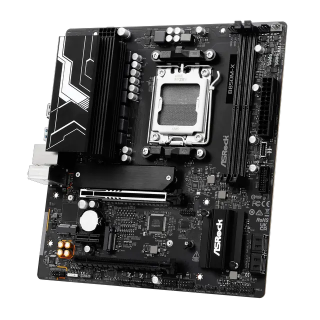 Alt view image 6 of 8 - ASRock B850M-X R2.0 AM5 Micro-ATX Motherboard: AMD Ryzen 9000/8000/7000 Ready | DDR5 8200+ OC | PCIe 5.0 M.2 | 2.5G LAN | USB 3.2 Type-C | HDMI/DP