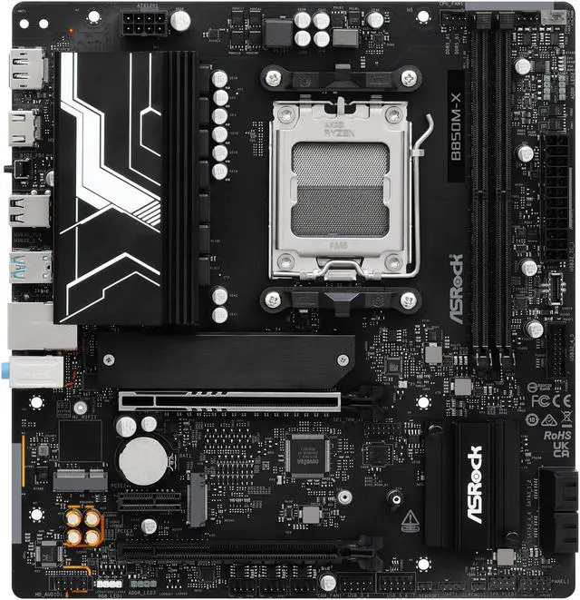 Alt view image 5 of 8 - ASRock B850M-X R2.0 AM5 Micro-ATX Motherboard: AMD Ryzen 9000/8000/7000 Ready | DDR5 8200+ OC | PCIe 5.0 M.2 | 2.5G LAN | USB 3.2 Type-C | HDMI/DP