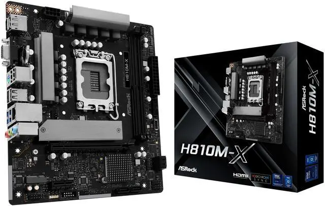 Alt view image 7 of 7 - ASRock H810M-X LGA 1851 Intel H810 Micro ATX Motherboard