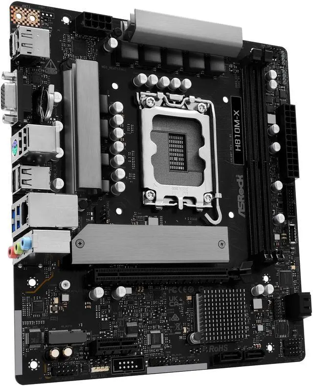 Alt view image 4 of 7 - ASRock H810M-X LGA 1851 Intel H810 Micro ATX Motherboard