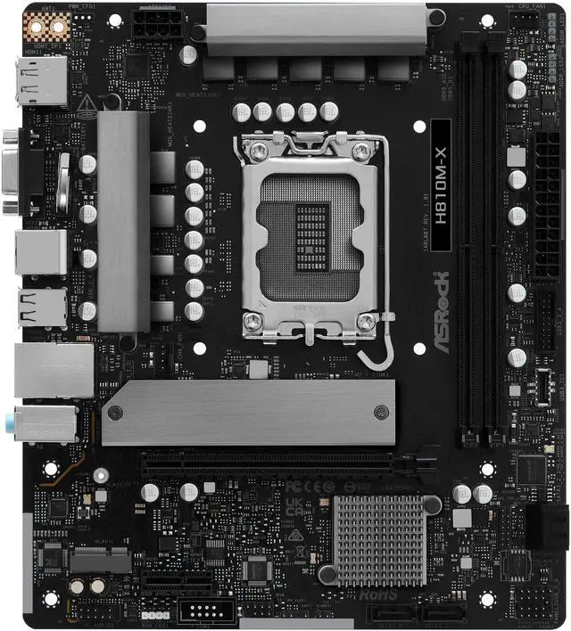 Alt view image 2 of 7 - ASRock H810M-X LGA 1851 Intel H810 Micro ATX Motherboard