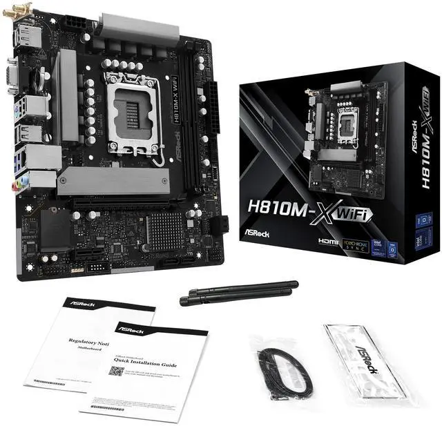 Main image of ASRock H810M-X WIFI LGA 1851 Intel H810 Micro ATX Motherboard