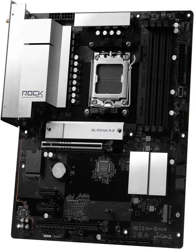 Alt view image 5 of 8 - AMD B850 Rock WiFi 7 AM5 AMD B850 ATX Motherboards