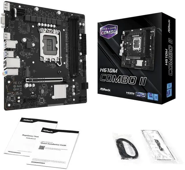 Alt view image 7 of 7 - ASRock H610M COMBO II LGA 1700 Intel H610 Micro ATX Motherboard