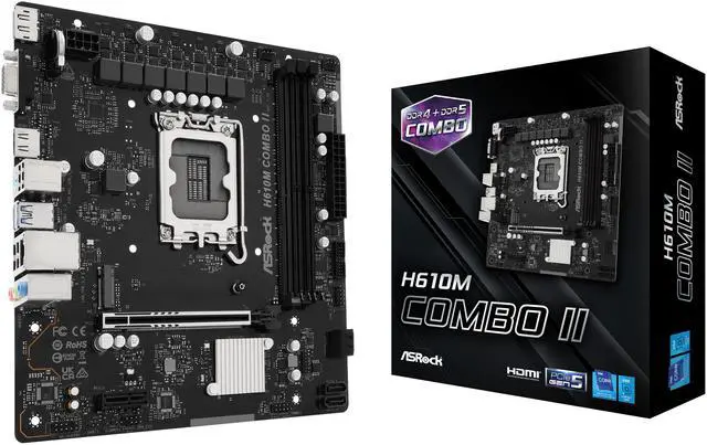 Main image of ASRock H610M COMBO II LGA 1700 Intel H610 Micro ATX Motherboard