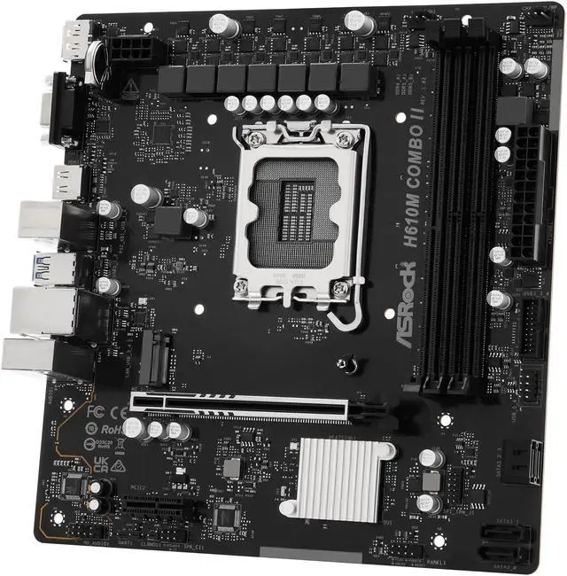 Alt view image 2 of 7 - ASRock H610M COMBO II LGA 1700 Intel H610 Micro ATX Motherboard