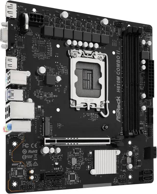 Alt view image 3 of 7 - ASRock H610M COMBO II LGA 1700 Intel H610 Micro ATX Motherboard