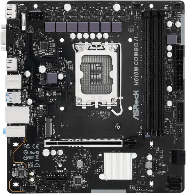 Alt view image 4 of 7 - ASRock H610M COMBO II LGA 1700 Intel H610 Micro ATX Motherboard