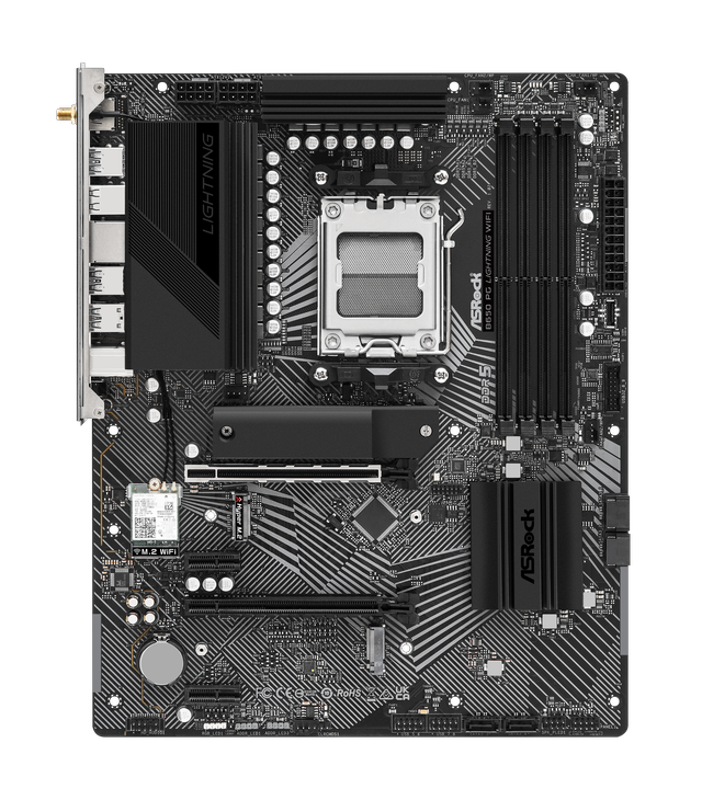 Alt view image 3 of 8 - ASRock B650 PG Lightning WiFi AM5 AMD B650 ATX Motherboard, DDR5, PCIe 5.0 M.2, Wi-Fi 6E, Bluetooth 5.2, 2.5Gb LAN, USB 3.2 Gen2x2 Type-C, Supports AMD Ryzen 9000 / 8000 / 7000 Series