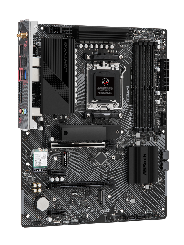 Alt view image 4 of 8 - ASRock B650 PG Lightning WiFi AM5 AMD B650 ATX Motherboard, DDR5, PCIe 5.0 M.2, Wi-Fi 6E, Bluetooth 5.2, 2.5Gb LAN, USB 3.2 Gen2x2 Type-C, Supports AMD Ryzen 9000 / 8000 / 7000 Series