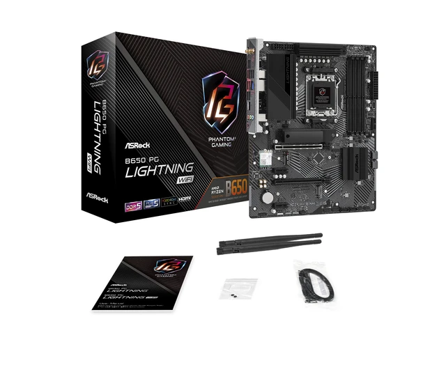 Alt view image 8 of 8 - ASRock B650 PG Lightning WiFi AM5 AMD B650 ATX Motherboard, DDR5, PCIe 5.0 M.2, Wi-Fi 6E, Bluetooth 5.2, 2.5Gb LAN, USB 3.2 Gen2x2 Type-C, Supports AMD Ryzen 9000 / 8000 / 7000 Series