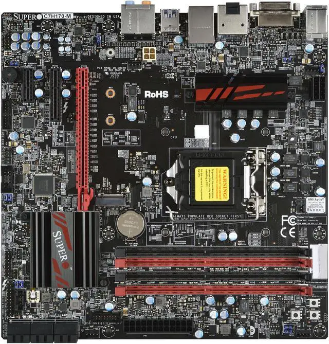 Alt view image 2 of 4 - SUPERMICRO SuperO MBD-C7H170-M-O LGA 1151 Intel H170 HDMI USB 3.0 Micro ATX Gaming Motherboard