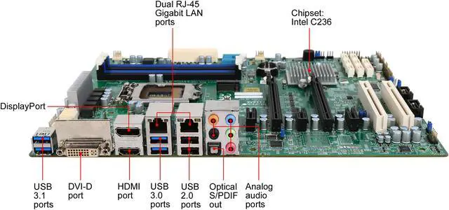 Alt view image 4 of 9 - SUPERMICRO MBD-X11SAE-O ATX Server Motherboard LGA 1151 Intel C236