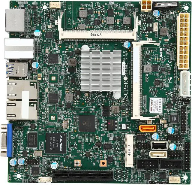 Alt view image 4 of 5 - SUPERMICRO MBD-X11SBA-F-O Mini ITX Server Motherboard Socket FCBGA1170 Intel N3700 1600 / 1333 / 1066 MHz DDR3 SO-DIMM, 204-pin gold-plated DIMMs