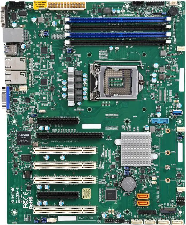 Alt view image 3 of 5 - SUPERMICRO MBD-X11SSA-F-O ATX Server Motherboard LGA 1151 Intel C236