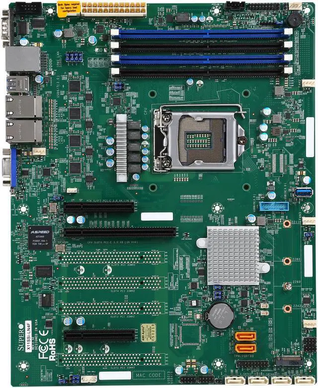 Alt view image 3 of 5 - SUPERMICRO MBD-X11SSI-LN4F-O ATX Server Motherboard LGA 1151 Intel C236