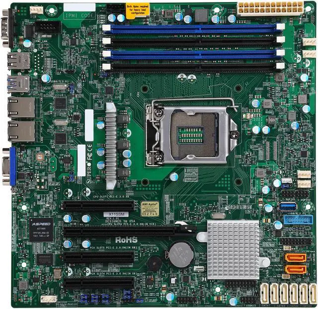 Alt view image 3 of 5 - SUPERMICRO MBD-X11SSM-O Micro ATX Server Motherboard LGA 1151 Intel C236