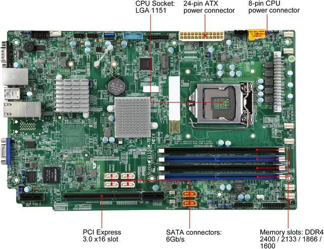 Alt view image 6 of 8 - SUPERMICRO MBD-X11SSW-TF-O Proprietary Motherboard LGA 1151 Intel C236