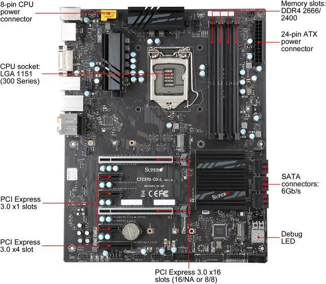 SUPERMICRO MBD-C7Z370-CG-L-O LGA 1151 (300 Series) ATX Intel