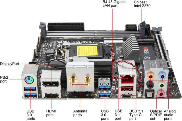 Alt view image 2 of 13 - SUPERMICRO MBD-C7Z370-CG-IW-O LGA 1151 (300 Series) Intel Z370 HDMI Mini ITX Intel Motherboard