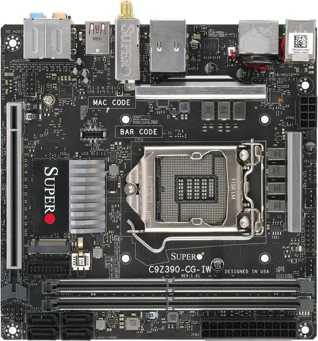 Main image of SUPERMICRO SuperO MBD-C9Z390-CG-IW-O LGA 1151 (300 Series) Intel Z390 HDMI USB 3.1 Mini ITX Intel Motherboard