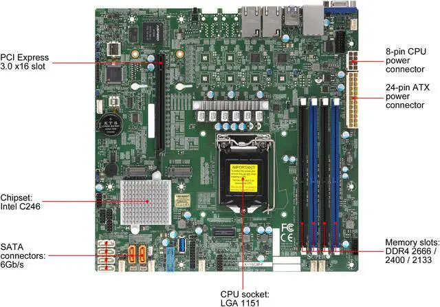 Alt view image 2 of 5 - SUPERMICRO MBD-X11SCM-F-O Micro ATX Server Motherboard LGA 1151 Intel C246