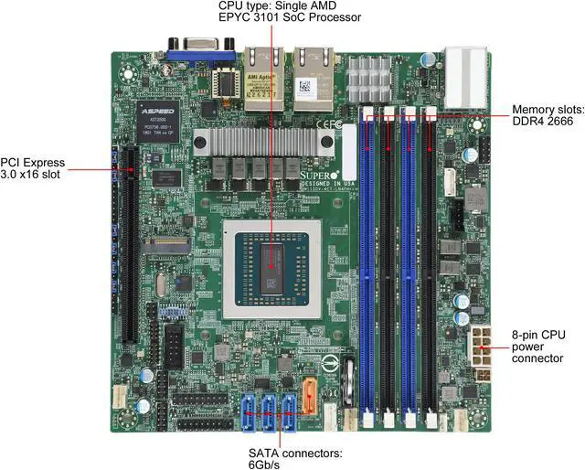 Alt view image 5 of 6 - SUPERMICRO MBD-M11SDV-4CT-LN4F-O Mini ITX Server Motherboard