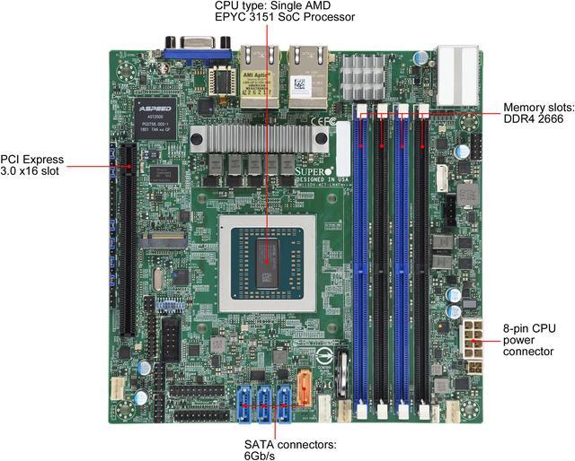 Alt view image 5 of 6 - SUPERMICRO MBD-M11SDV-4C-LN4F-O Mini ITX Server Motherboard