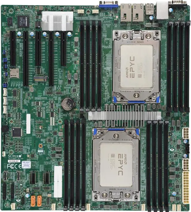 Main image of SUPERMICRO MBD-H11DSI with 2 AMD EPYC 7401 CPUs Installed, and Tested
