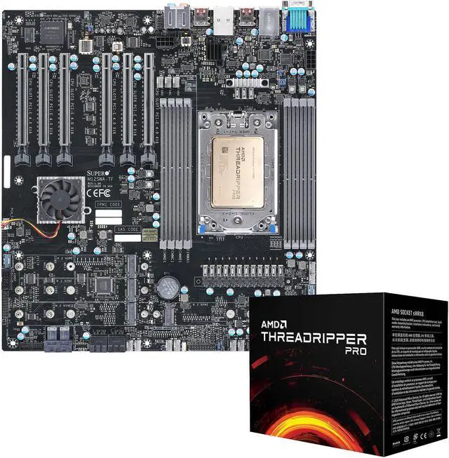 Main image of Supermicro AMD Motherboard/CPU Bundle - M12SWA-TF Workstation Motherboard Installed with AMD Ryzen Threadripper PRO 3995WX CPU 64-Core/128-Thread Processor - Integrated by Supermicro