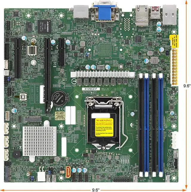 Alt view image 2 of 2 - SUPERMICRO MBD-X12SCZ-F ATX Server Motherboard 10th Generation Intel Core i9/Core i7/Core i5/Core i3 Processor, Intel Xeon W-1200 Processors