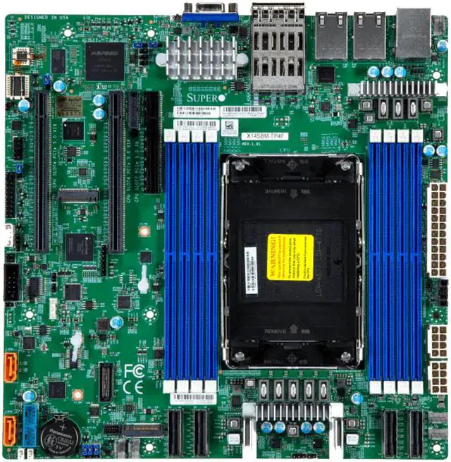 Main image of Supermicro X14SBM-TP4F Server Motherboard, Intel® Xeon® 6700E-series processors, Single Socket LGA-4710 (Socket E2) supported, CPU TDP supports Up to 350W TDP