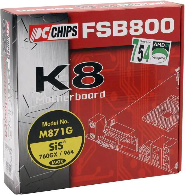 Alt view image 5 of 5 - PC CHIPS M-871G V1.5 754 SiS 760 GX Micro ATX AMD Motherboard