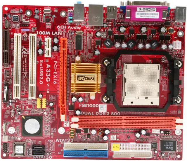 Alt view image 3 of 5 - PC CHIPS A33G V1.0 AM2 SiS 761 GX Micro ATX AMD Motherboard