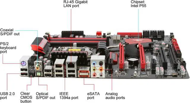 Alt view image 8 of 9 - Foxconn Inferno Katana LGA 1156 Intel P55 ATX Intel Motherboard
