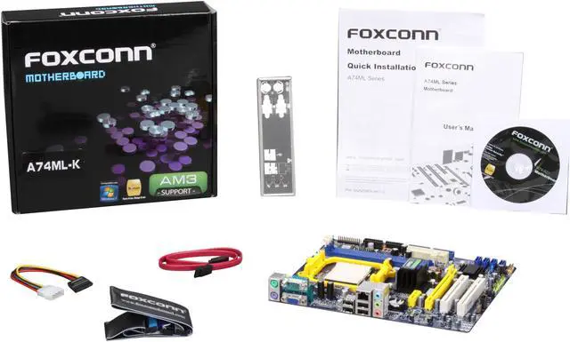 Alt view image 5 of 5 - Foxconn A74ML-K AM3/AM2+ AMD 740G Micro ATX AMD Motherboard